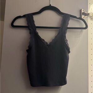 Women's Black Lace Trim Top